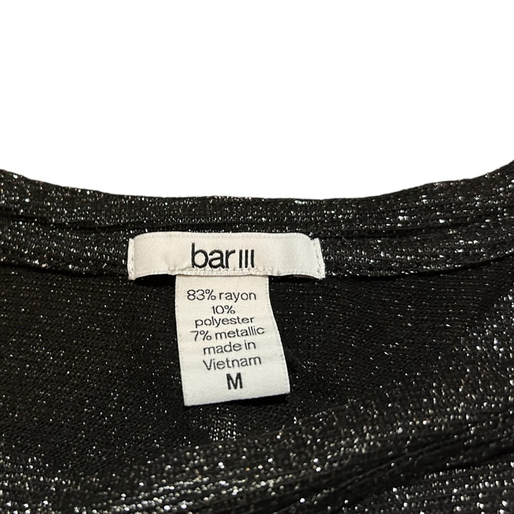 Bar III Long Sleeve Black and Silver Metallic Tee M - Picture 5 of 5